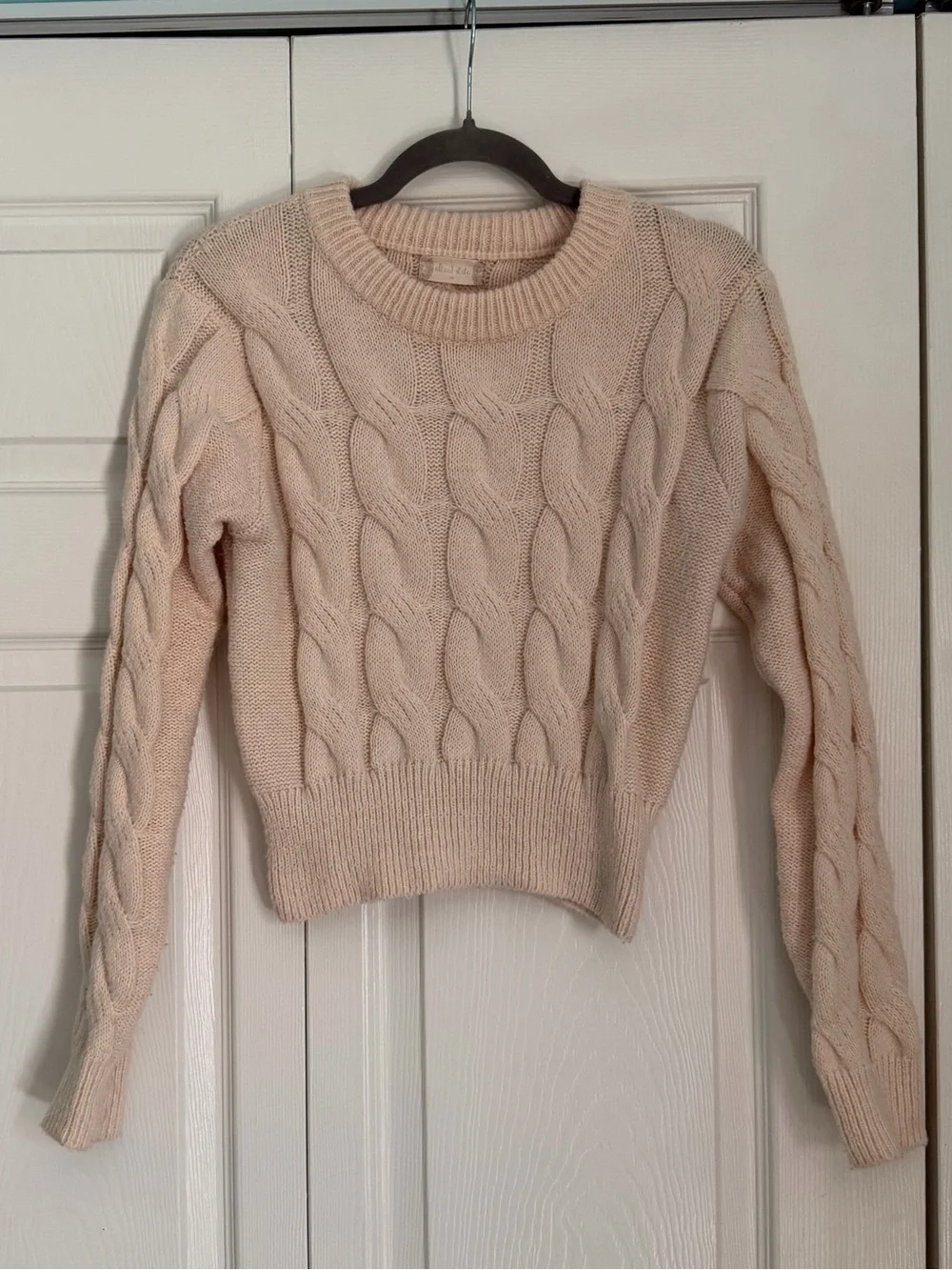 Altar'd State Cable-Knit Crewneck Sweater - Cream